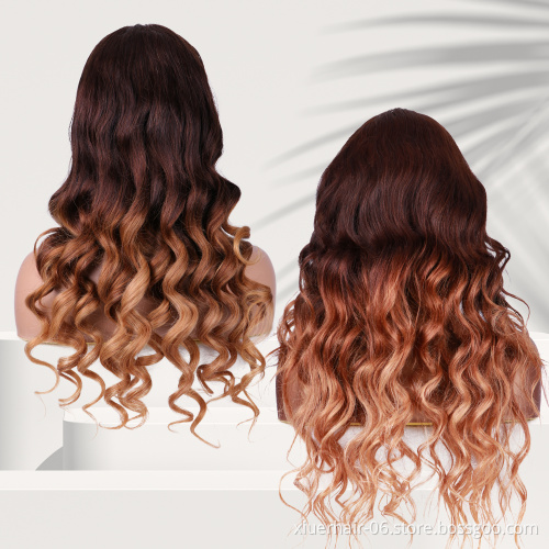 Ombre Colored Mink Brazilian Virgin Human Hair Lace Front Wigs, Cuticle Aligned Human Hair Wet and Wavy HD Full Lace Wig